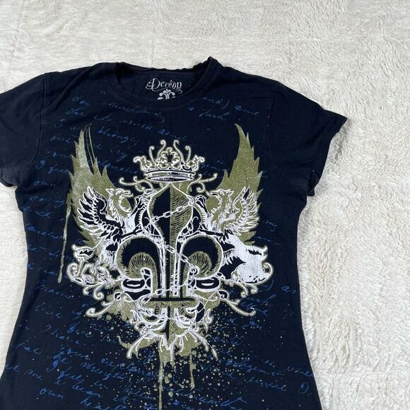 Vintage Y2K Dereon Women’s Graffiti AOP Women’s V Neck Tee T Shirt - Picture 2 of 6